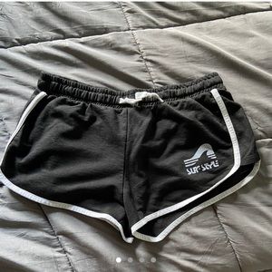 black and white surf style shorts